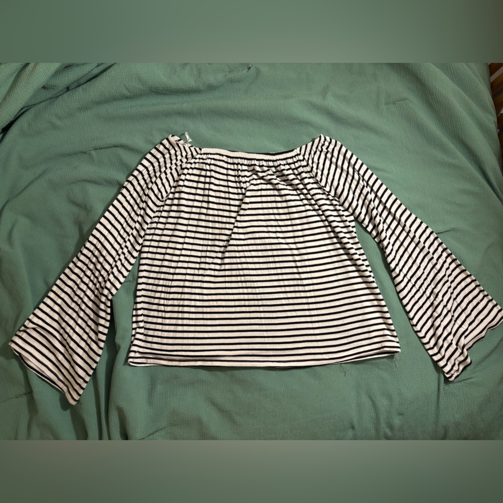 Cotton On Black and White Off-the-Shoulder Striped Top
